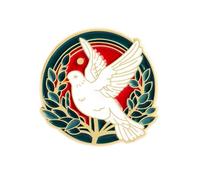 Peace Dove Enamel Pin Badge 3 x 3cm - White Dove With Olive Branch Wreath Lapel Pin, Symbol Of Peace And Hope Metal Brooch For Jackets, Bags And Collectors
