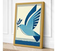 Peace Dove in Blue Canvas Wall Art Print 24x16 Inch (61 x 41 cm)