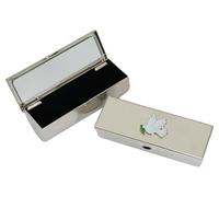 Peace Dove Metal Lipstick Case with Mirror Silver Personalised Engraving Gift 578