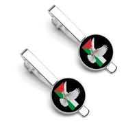 Peace Dove & Palestine Palestinian Flag Tie Clips for Men Unique Ties Bar Clip for Wedding Anniversary Business