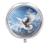 Peace Dove Pill Organizer 3 Compartment Travel Pillbox with Mirror Daily Medicine Pill Case Metal Pill Box for Purse & Pocket Portable Small Medicine Box Round Vitamin Case Container