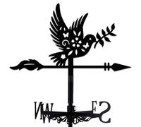 Peace Dove Weathervane Metal Wind Vane Bird Decoration Direction Indicator Stake Mount Ornament for Farmhouse Yard Roof Outdoor