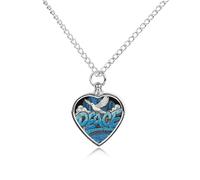 Peace Doves Love Pet Ash Necklace Keepsake Memorial Heart Pendant Jewelry