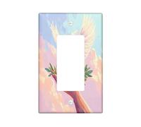 Peace Doves with Olive Decorative Light Switch Cover Plate 1 Gang Single Rocker, Funny Fun Sky Cloud Electrical Faceplate for Kitchen Bathroom, Birds Switchcover Decor