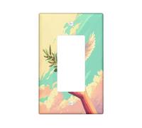 Peace Doves with Olive Decorative Light Switch Cover Wall Plate 1 Gang Single Rocker, Funny Fun Sky Cloud Electrical Faceplate for Kitchen Bathroom, Birds Switchcover Decor