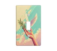 Peace Doves with Olive Decorative Light Switch Cover Wall Plate 1 Gang Single Toggle, Funny Fun Sky Cloud Electrical Faceplate for Kitchen Bathroom, Birds Switchcover Decor