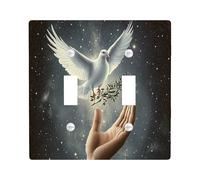 Peace Doves with Olive Decorative Light Switch Cover Wall Plate 2 Gang Double Toggle, Stars Night Space Universe Electrical Faceplate for Kitchen Bathroom, Birds Switchcover Decor
