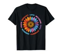 Peace Equality Love Hope Diversity Human Rights Sunflower T-Shirt