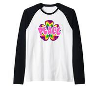 Peace Flower Love Hippie Costume 60s 70s Groove Raglan Baseball Tee