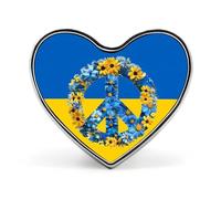 Peace for Ukraine Flag Heart Shape Brooches Pins Lightweight Metal Lapel Pin Memorial Badges Jewelry Gift