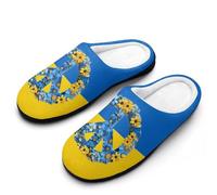 Peace for Ukraine Flag Men's Memory Foam Slippers Comfort Cotton Slip On House Shoes for Indoor Outdoor 9-10(42-43)