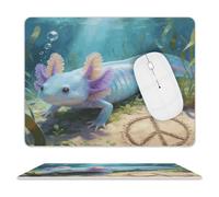 Peace Frog Axolotl Mouse Pad Non-Slip Mouse Mat Smooth Soft-Touch Desk Pad Ergonomic Desk Mat for Pain Relief, Comfortable Mousepad for Computer, Laptop, Office & Home