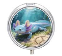Peace Frog Axolotl Pill Box Exquisite Pill Organizer Cute Medicine Holder with COF Portable Compact Medicine for Vitamins, Fish Oil, Supplements and Medications