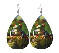 Peace Frog Tree Earrings for Women Teardrop Leather Earrings Double Sided Dangle Earrings Lightweight Ear Accessories Fashion Jewelry Birthday Gift