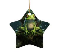 Peace Frog Tree Print Christmas Tree Ceramic Star Heart Shaped Ornaments Hanging Xmas Pendants Gifts Decor
