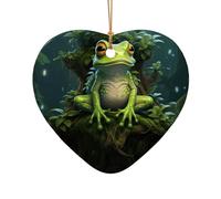 Peace Frog Tree Print Christmas Tree Ceramic Star Heart Shaped Ornaments Hanging Xmas Pendants Gifts Decor