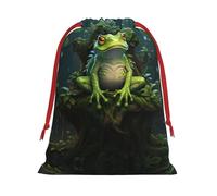 Peace Frog Tree Print Gift Reusable Drawstring Bag For Holiday Birthday Presents Party Seasonal Storage