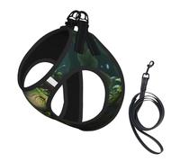Peace Frog Tree Print Small Dog Harness with Leash Set, No Escape Easy Walk Puppy Harnesses for Training Walking