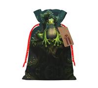 Peace Frog Tree Print Small Drawstring Pouch For Gifts,Reusable Gift Bag,For Holiday And Party Presents