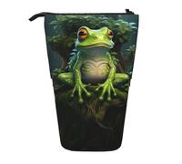 Peace Frog Tree Print Telescopic Adjustable Pencil Case Lightweight Organizer for Office Travel Pen Bag