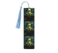 Peace Frog Tree Print Wooden Bookmarks with Tassels, Wood Book Markers for Book Lovers, Teachers & Present