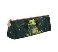 Peace Frog Tree Triangle Leather Case Multi Functional Cosmetic Bag Portable Makeup and Stationery Storage Bag , White, One Size, Lightweight, White, One Size, Lightweight