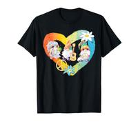 Peace Gnomes Love Guitar Rainbow Heart Hippie 60s Design T-Shirt