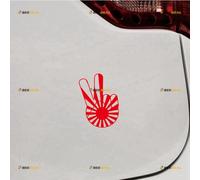 Peace Hand Gesture Sign Japanese Rising Sun Sticker Decal Vinyl JDM - 2 Pack Red 10.2cm - Fit for Honda Toyota Mazda Subaru Nissan Car Truck No Background Die-Cut