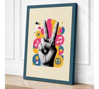 Peace Hand Harmony Eclectic Canvas Wall Art Print 24x16 Inch (61 x 41 cm)