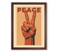 Peace Hand Raised Vintage Framed Wall Art Print A2 (59.4×42cm) Walnut, Wall Decor for Living Room, Bedroom, Office & Home, Ready to Hang, Art Gift