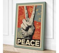 Peace Hand Rising Modern Canvas Wall Art Print 18x12 Inch (46 x 30 cm)