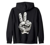 Peace Hand Sign No Wars No Kings No ICE Resistance On Back Zip Hoodie