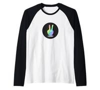 Peace Hand Sign Rainbow Pastel Peace Dark Retro Hippie Gift Raglan Baseball Tee