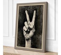Peace Hand Vintage Canvas Wall Art Print 24x16 Inch (61 x 41 cm)