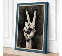 Peace Hand Vintage Canvas Wall Art Print 36x24 Inch (91 x 61 cm)