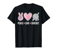 Peace Heart Love Crochet Funny Crocheting Yarn Knitting T-Shirt