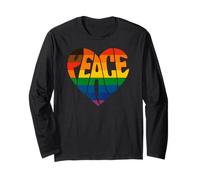 Peace Heart T-Shirt | Retro Rainbow LGBT Pride Graphic Long Sleeve T-Shirt