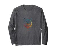 Peace in, Pieces Out: Inspirational Rainbow Bird Circle Long Sleeve T-Shirt, Adult Unisex, Dark Heather Grey, XXL
