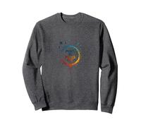 Peace In, Pieces Out: Inspirational Rainbow Bird Circle Sweatshirt, Adult Unisex, Dark Heather Grey, XXL