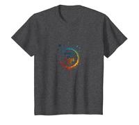 Peace in, Pieces Out: Inspirational Rainbow Bird Circle T-Shirt, Kids, Dark Heather Grey, 6 Years