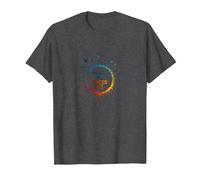 Peace in, Pieces Out: Inspirational Rainbow Bird Circle T-Shirt, Men, Dark Heather Grey, XXL