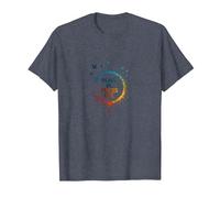 Peace in, Pieces Out: Inspirational Rainbow Bird Circle T-Shirt, Men, Heather Blue, XXL