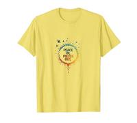 Peace in, Pieces Out: Inspirational Rainbow Bird Circle T-Shirt, Men, Lemon, S