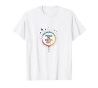 Peace in, Pieces Out: Inspirational Rainbow Bird Circle T-Shirt, Men, White, 6XL