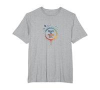 Peace in, Pieces Out: Inspirational Rainbow Bird Circle T-Shirt, Men's Big and Tall, Heather Grey, 6X Tall