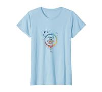 Peace in, Pieces Out: Inspirational Rainbow Bird Circle T-Shirt, Women, Baby Blue, XXL