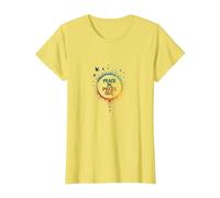 Peace in, Pieces Out: Inspirational Rainbow Bird Circle T-Shirt, Women, Lemon, L