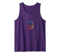 Peace in, Pieces Out: Inspirational Rainbow Bird Circle Tank Top, Men, Purple, XXL