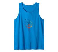 Peace in, Pieces Out: Inspirational Rainbow Bird Circle Tank Top, Men, Sapphire, XXL