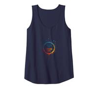 Peace in, Pieces Out: Inspirational Rainbow Bird Circle Tank Top, Women, Navy, XXL